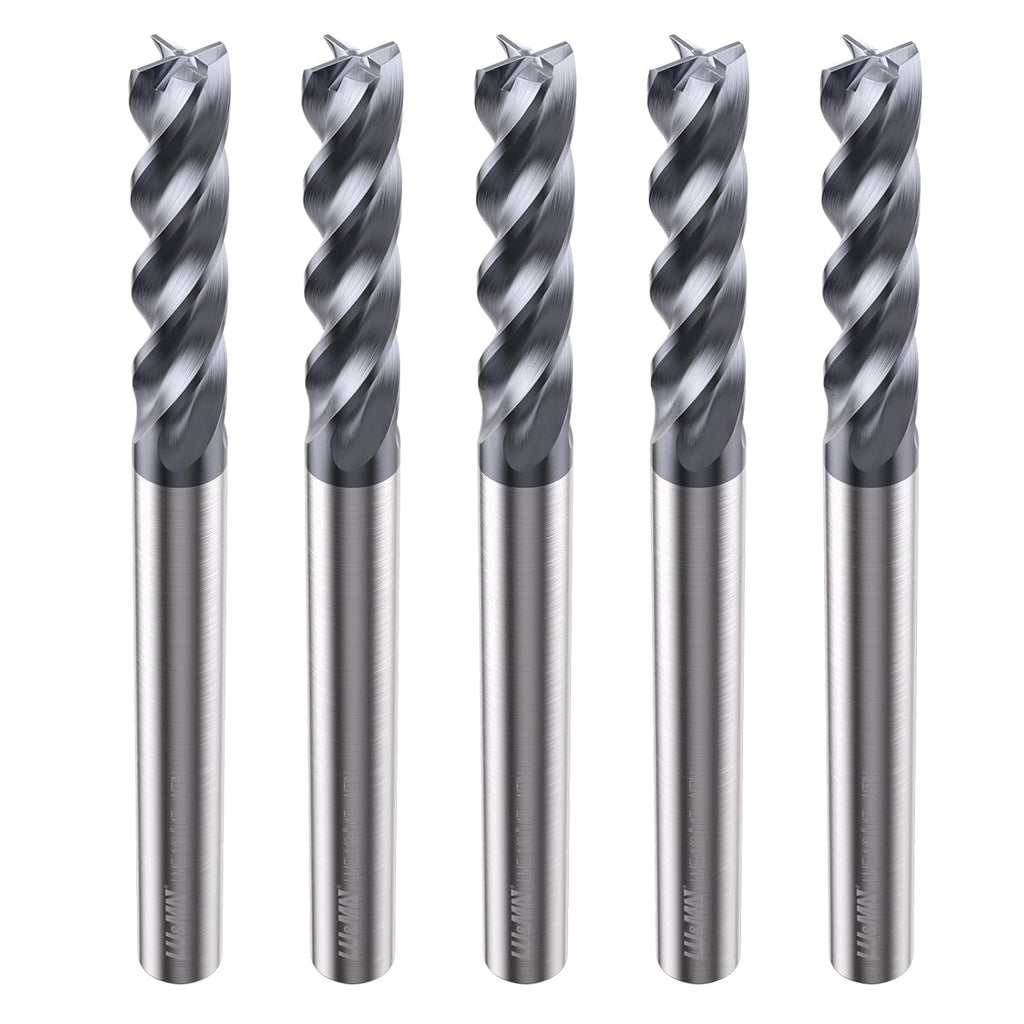 LU&MN Tungsten Carbide Square End Mills, 4 Flute, 1/8", 5 PCS