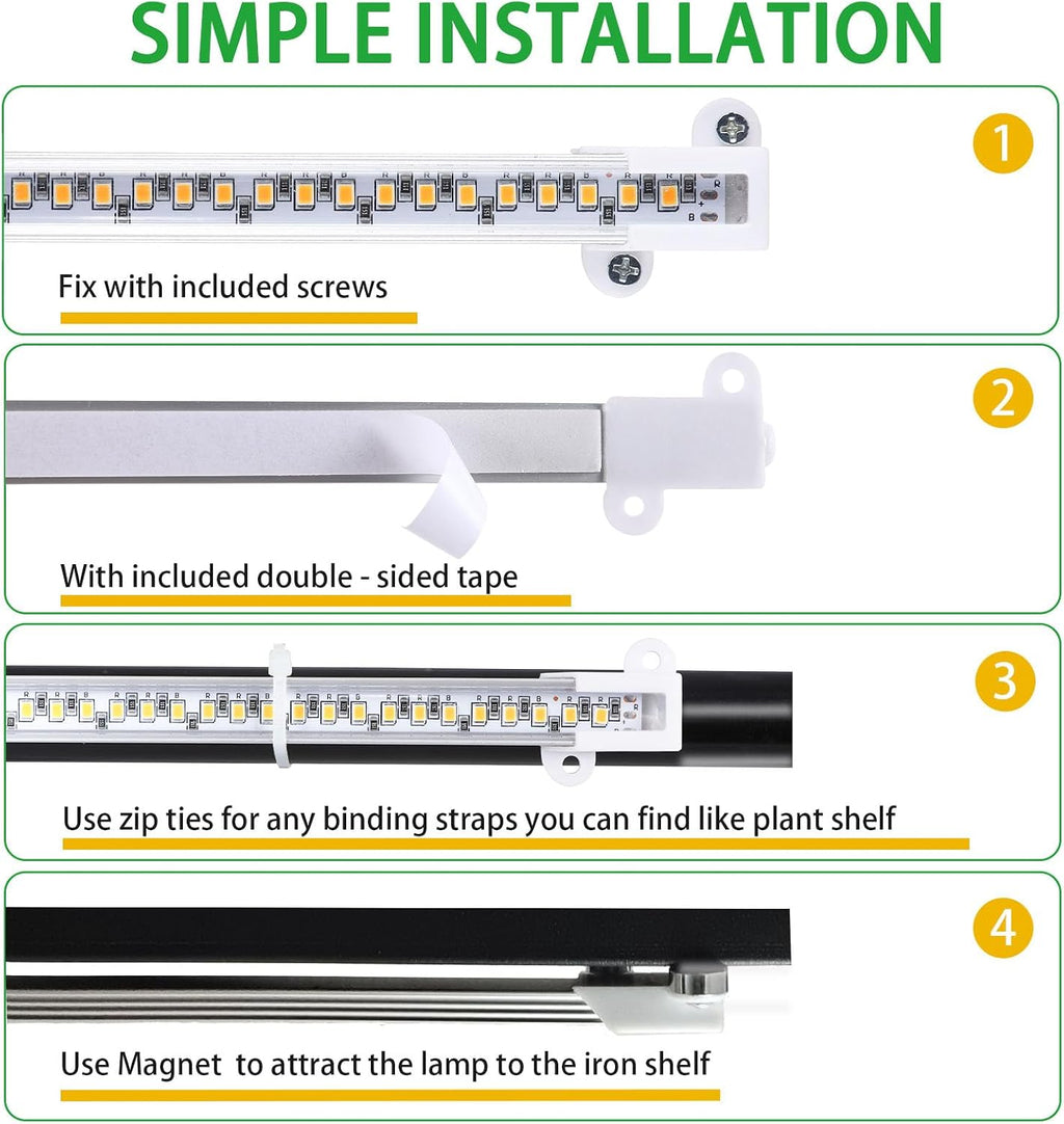 LED Grow Light Strips, 13 Inches Grow Lights for Indoor Plants Full Spectrum 3500K, 96 LEDs Plant Light with 3/9/12H