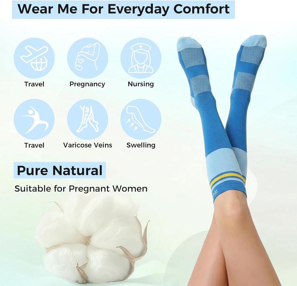 Compression Socks 20-30 mmHg for Women & Men, Graduated Support for Circulation & Swelling