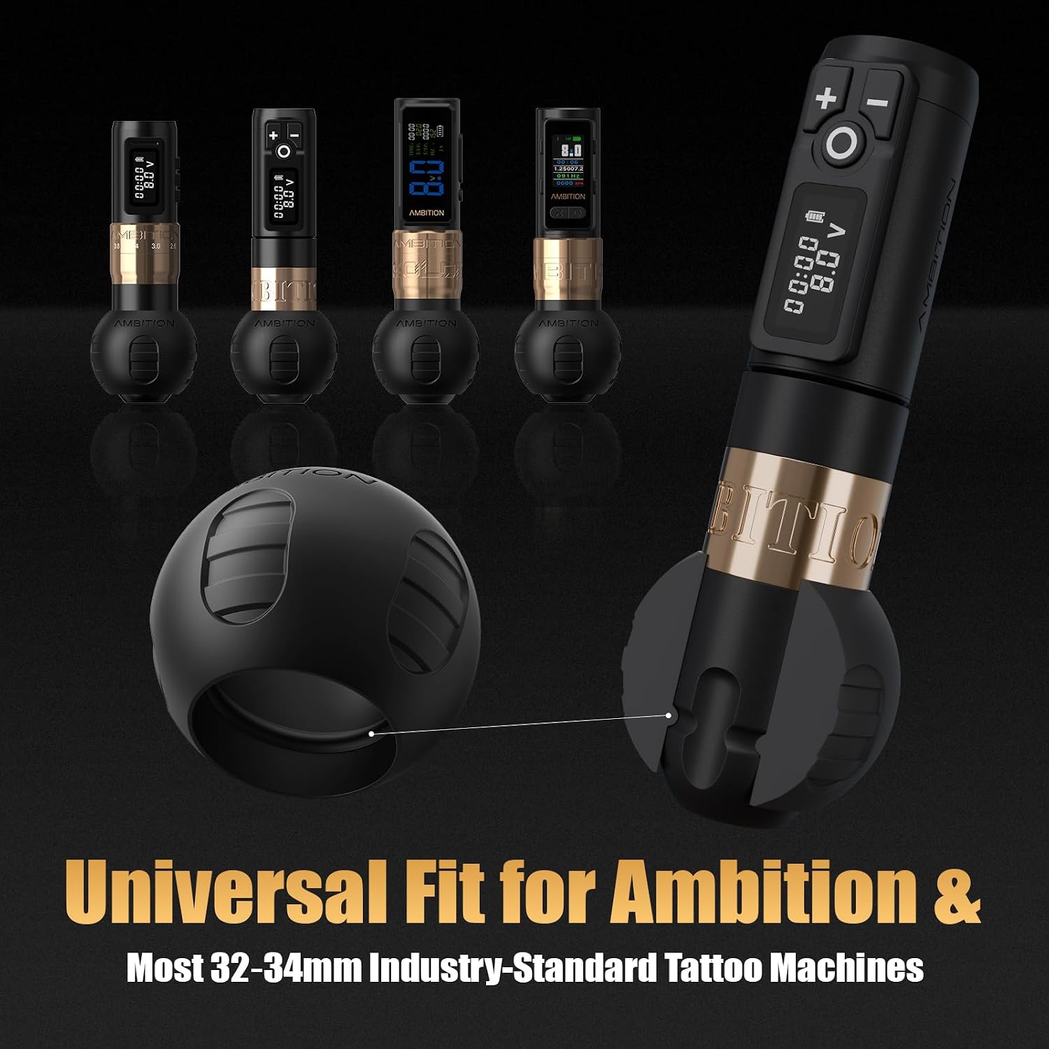 54mm Tattoo Grip Cover, 3pcs Food Grade Silicone Tattoo Gun Wrap High Temperature Sterilizable Supply for 32mm-34mm