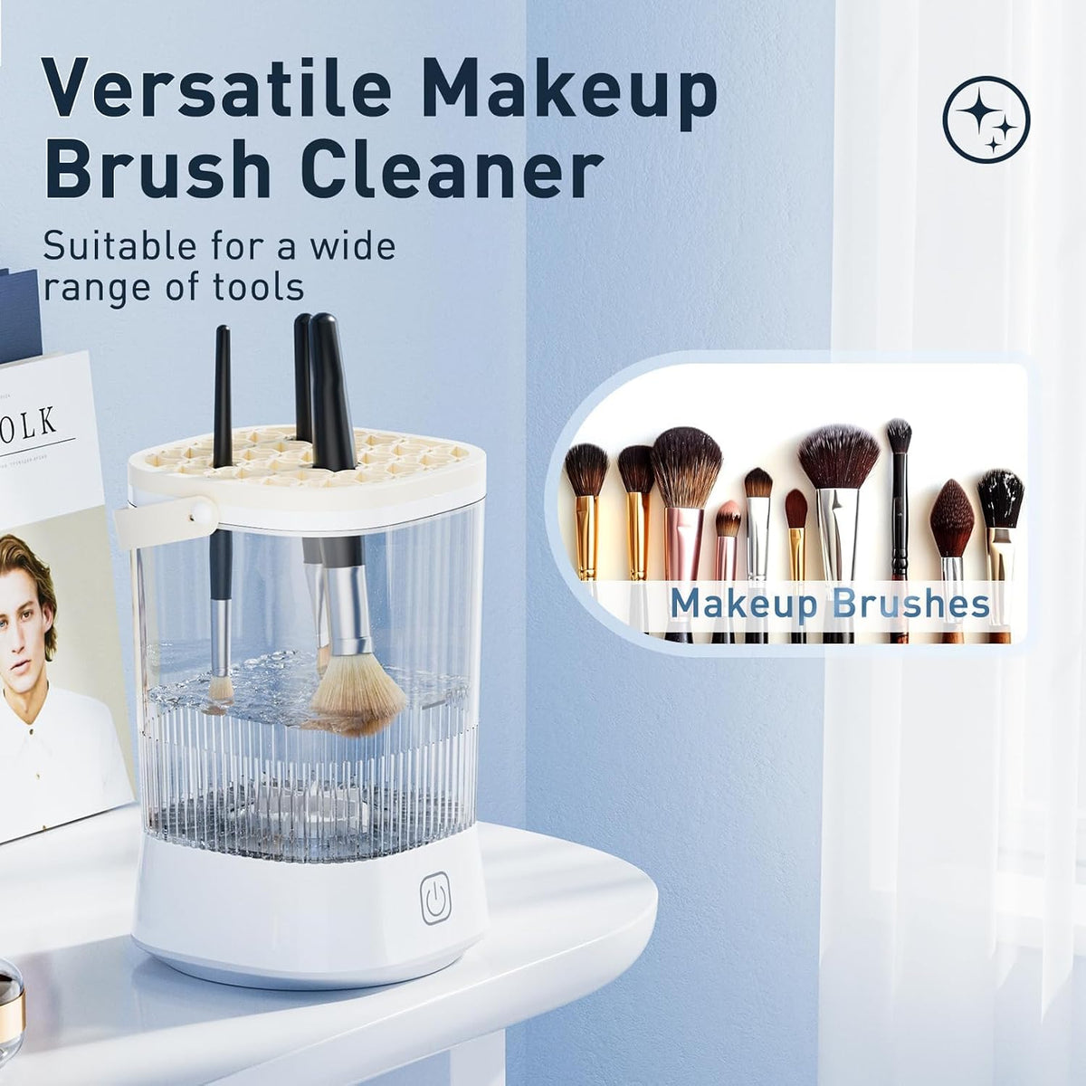 Electric Makeup Brush Cleaner - 12000 RPM Makeup Brush Cleaning Machine, IP65 Waterproof Automatic Makeup Brush