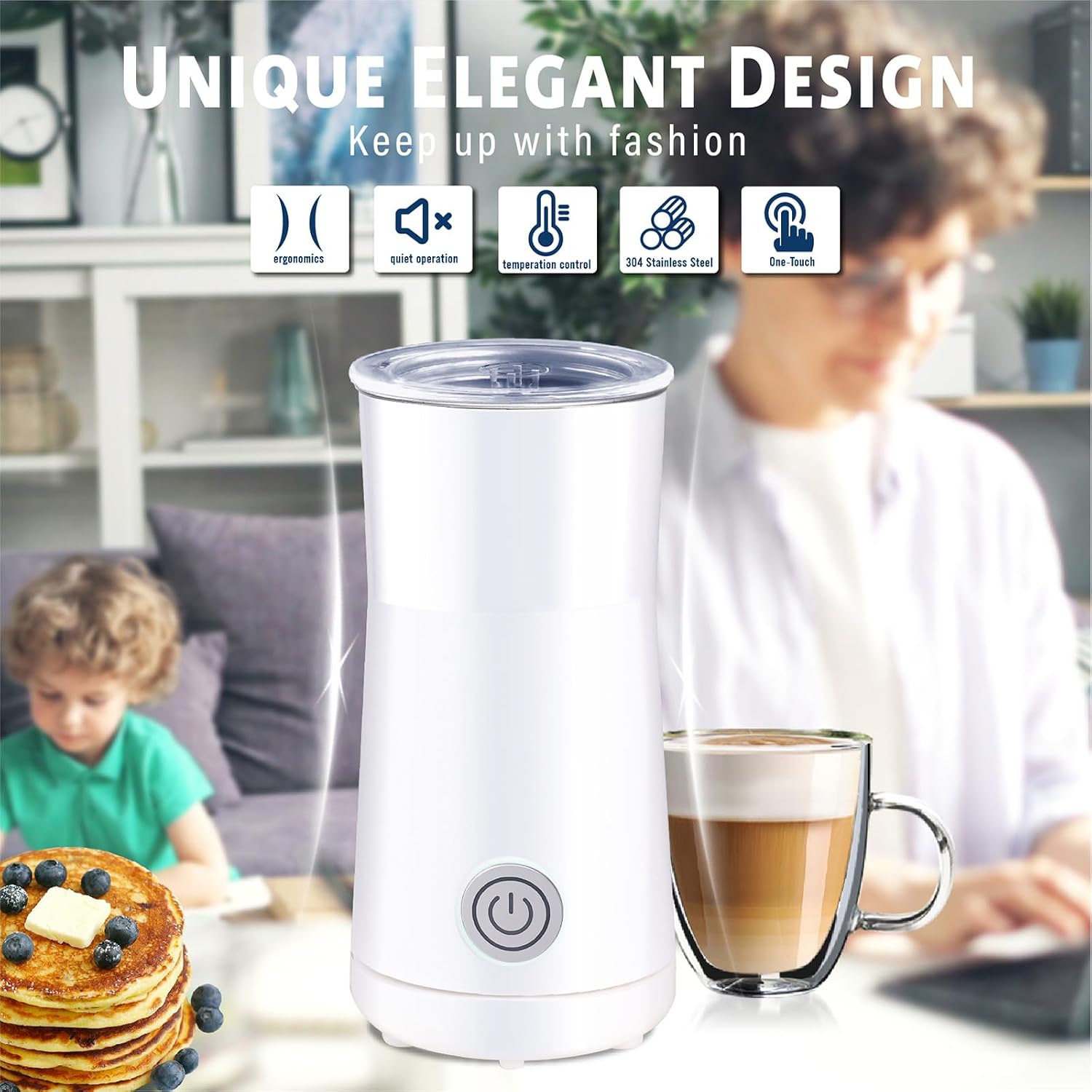 Milk Forther Simple Milk Frother and Steamer 2-in-1 Milk Steamer with Hot Milk Foam and Hot Milk for Latte