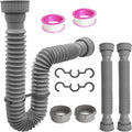 2-Pack Flexible Sink Drain Pipes with P-Trap - With Compatibility for Both 1 1/4" and 1 1/2" Sink Openings, Fit For