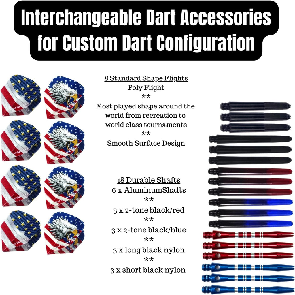 Steel Tip Darts Set - Professional Darts Steel Tip for Dartboard - Includes Brass Barrels + Plastic & Aluminum Shafts