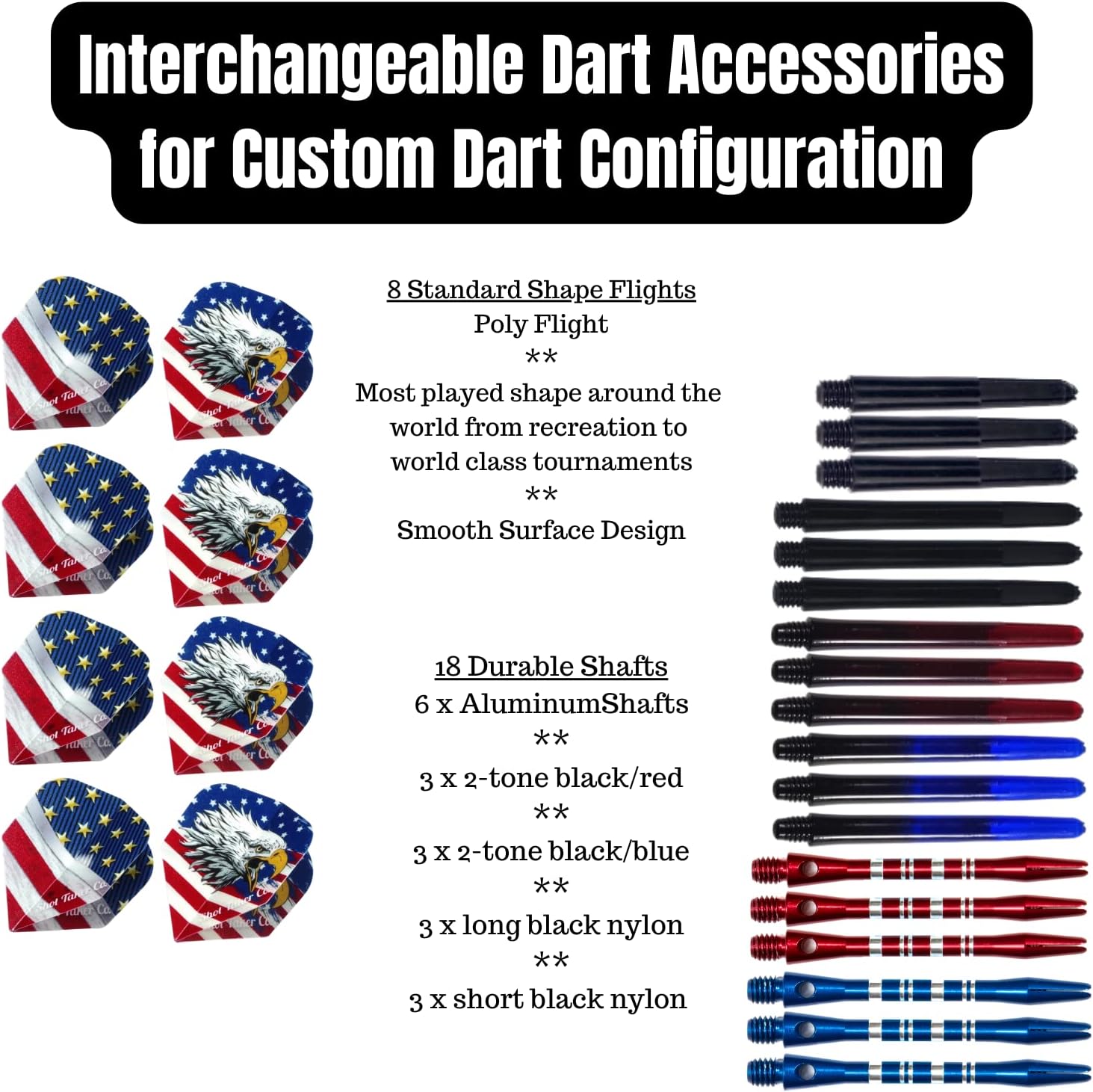 Steel Tip Darts Set - Professional Darts Steel Tip for Dartboard - Includes Brass Barrels + Plastic & Aluminum Shafts