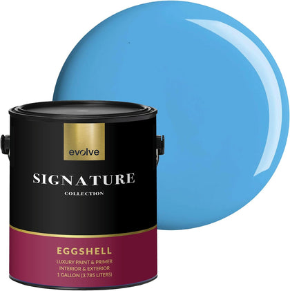 Signature Collection Luxury Interior Paint & Primer, Eggshell Sheen (Blue Horizon), 1 Gallon – Premium One-Coat