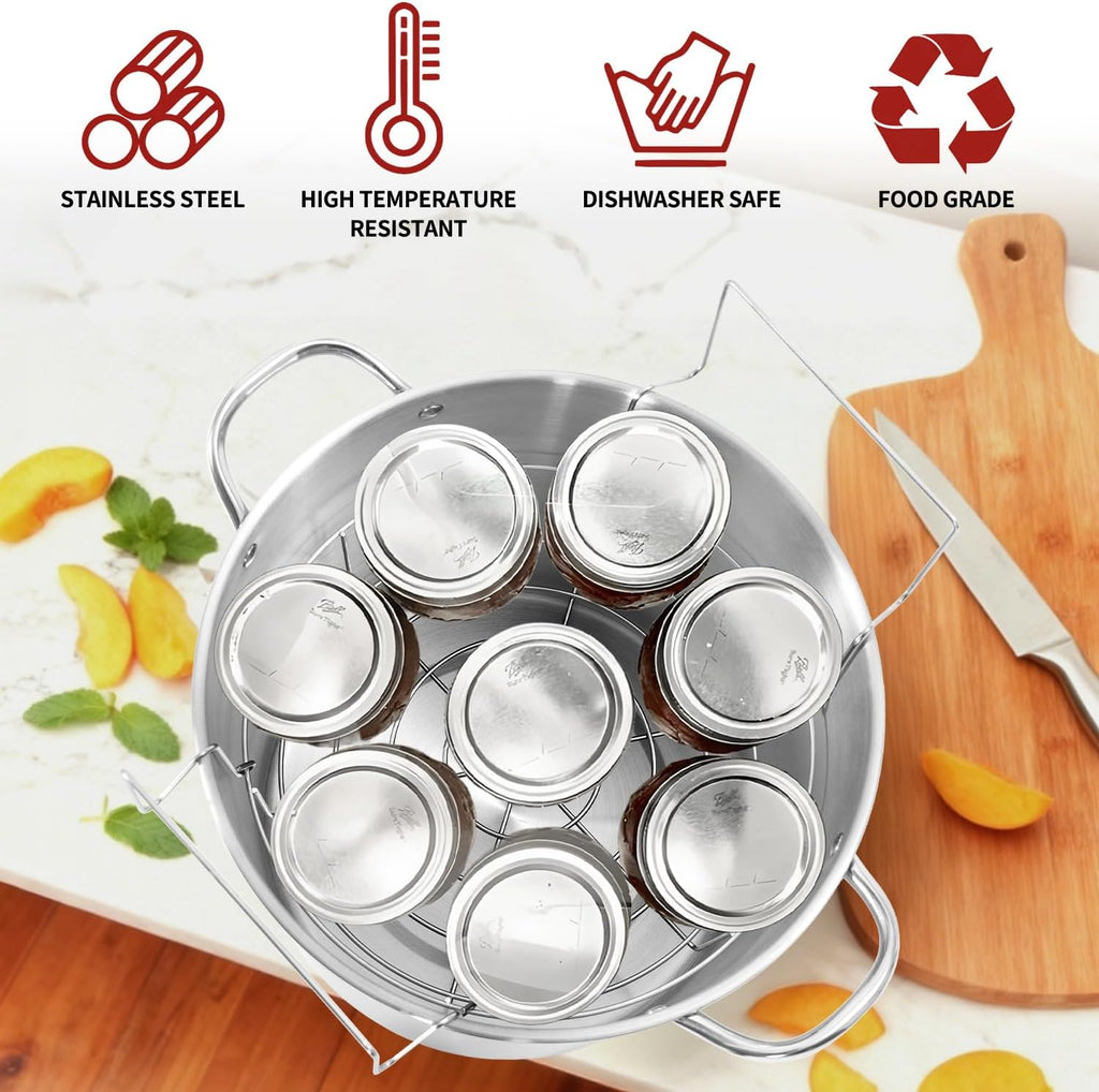 21.5 QT Stainless Steel Canning Pot with Lid and Rack, Stainless Steel Water Bath Canner,Canning Supplies Starter Kit