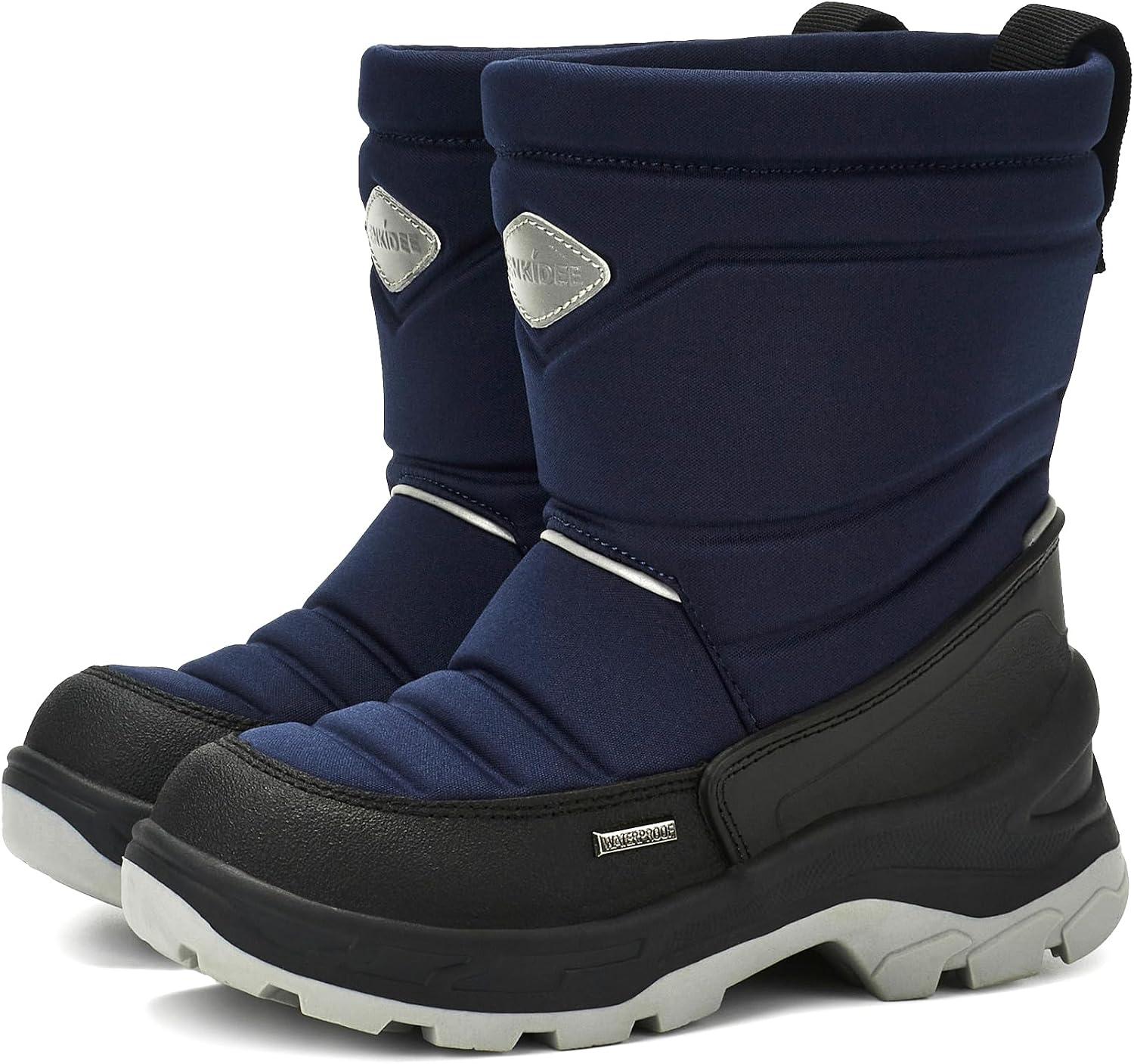 Size 12 US Waterproof Reflective Winter Snow Boots Slip Resistant (Toddler/Little Kid) Navy