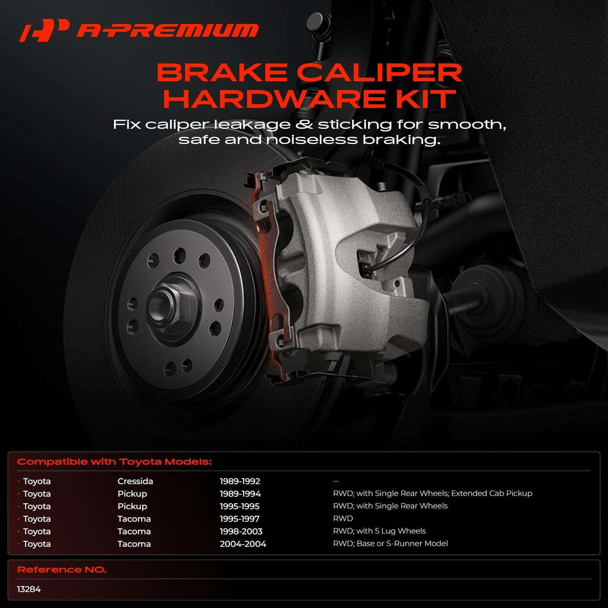 A-Premium Front Disc Brake Hardware Kit Compatible with Toyota Models