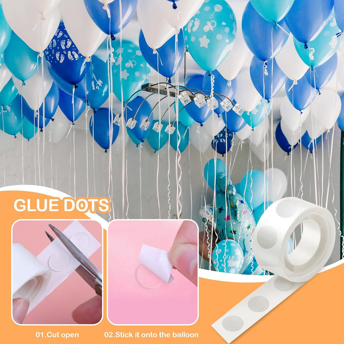 1000Pcs Clear Glue Dots Double Sided Adhesive Points for Balloons Craft Decor