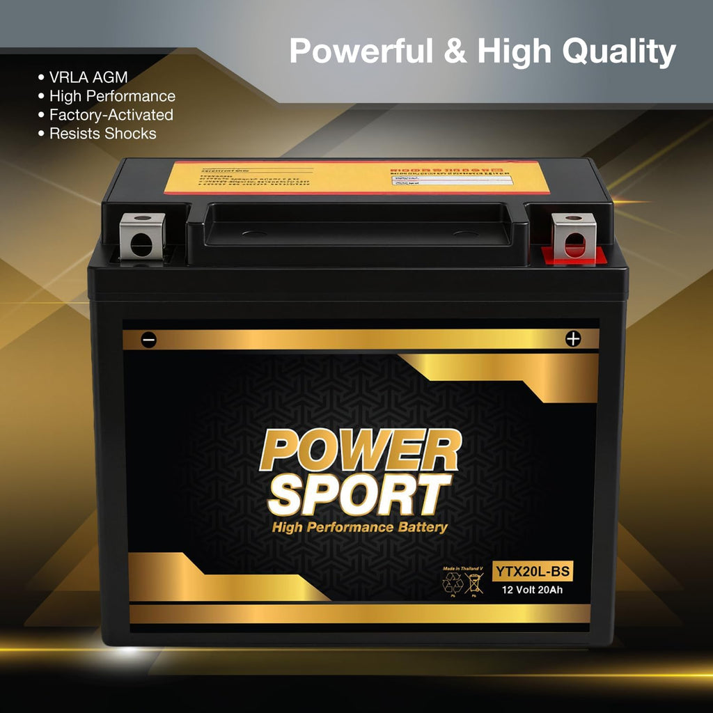 ExpertPower YTX20L-BS 12V 20Ah Battery OEM Replacement SLA AGM, 275 CCA