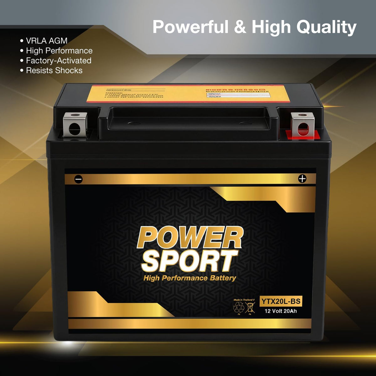 ExpertPower YTX20L-BS 12V 20Ah Battery OEM Replacement SLA AGM, 275 CCA