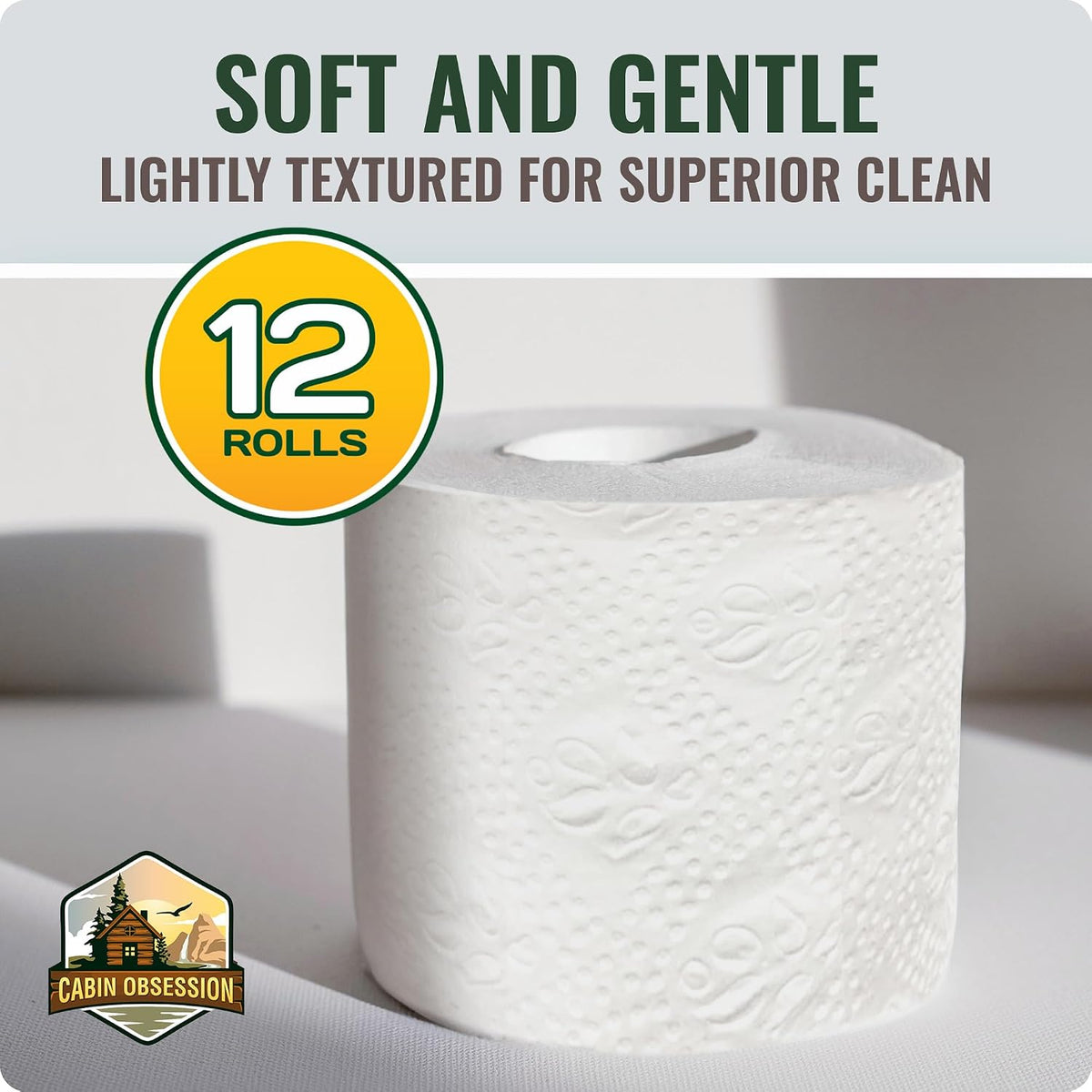 Septic Safe Toilet Paper (12 Pack) 2 Ply Rapid Dissolving Toilet Tissue