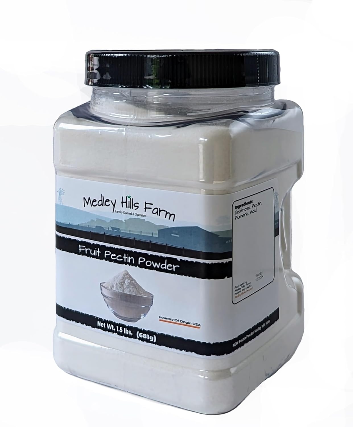 Fruit pectin Powder by Medley hills farm 1.5 Lbs. in Reusable Container - Premium Fruit pectin for canning jam or