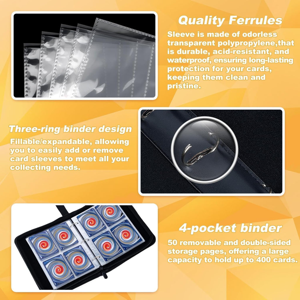 Card Binder 4 Pocket‑Holds Up to 400 Cards