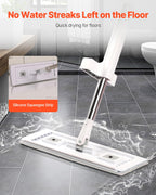 Flat Mop, Self Wringing, Microfiber Floor Cleaner with 4 Reusable & Washable Pads for Dry & Wet Floor Cleaning