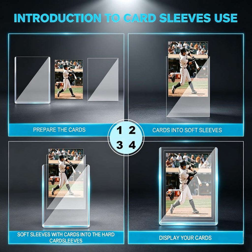 600 Card Protector Set, 300 Hard Plastic Card Sleeves and 300 Soft Sleeves