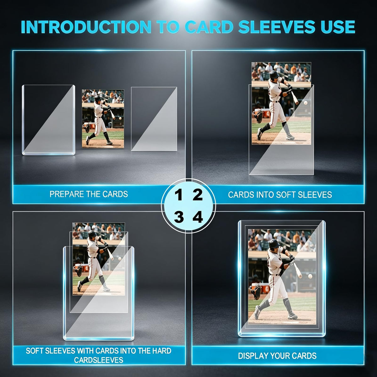 600 Card Protector Set, 300 Hard Plastic Card Sleeves and 300 Soft Sleeves