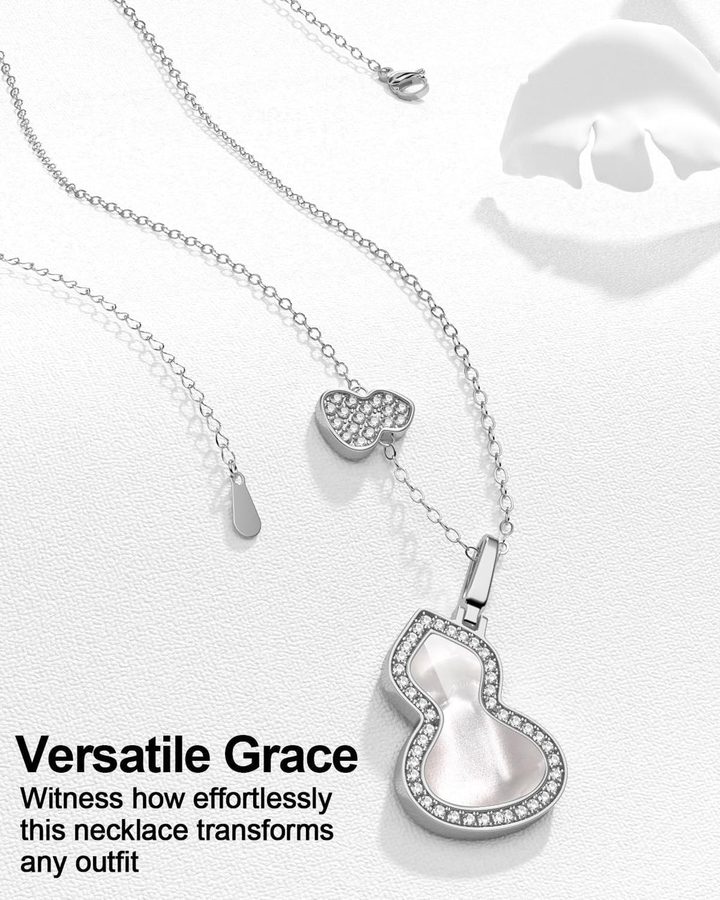 18K Gold Plated Sterling Silver Gourd Pendant Necklace for Women,Dainty Pendant Charm Necklace Adjustable Chain