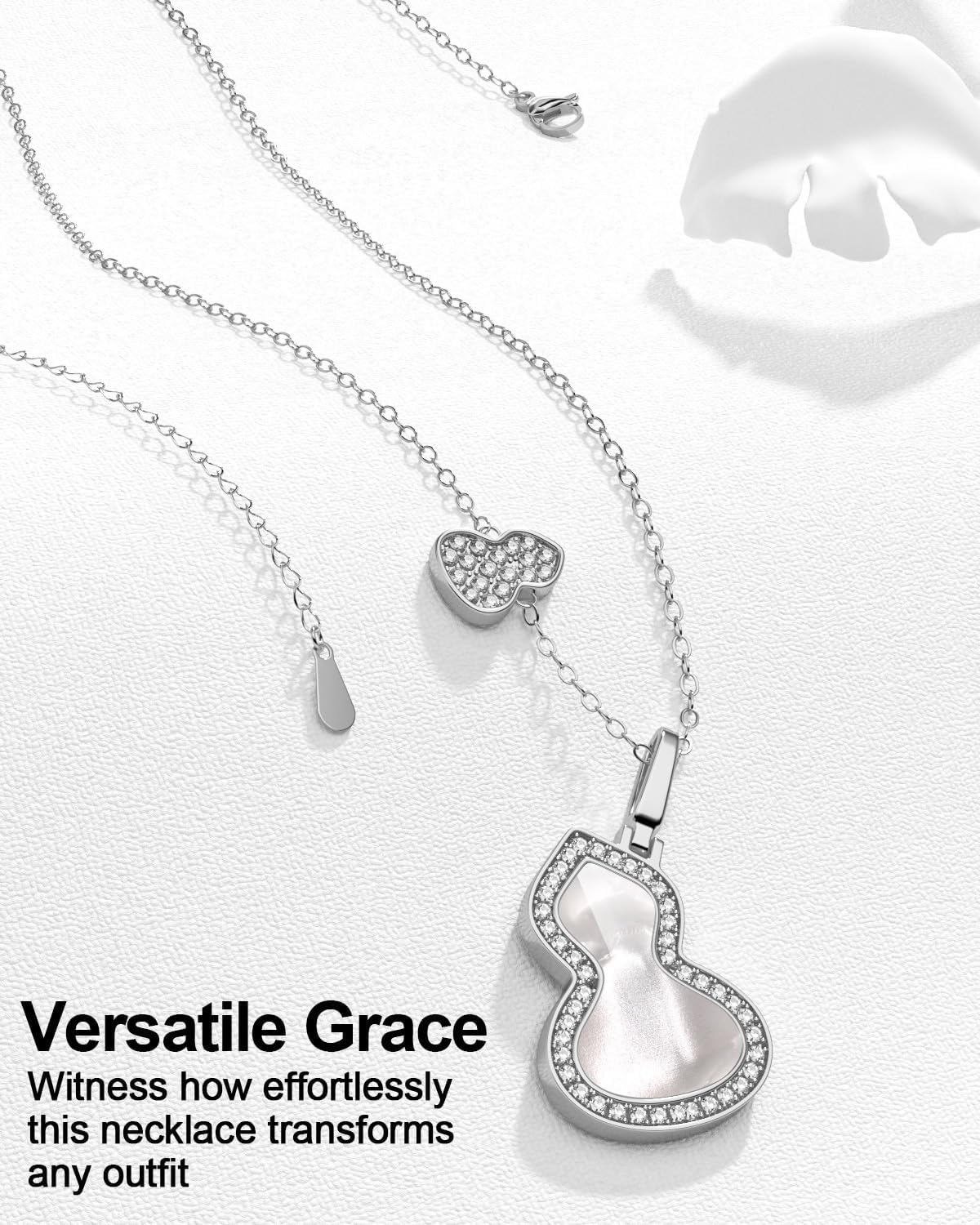 18K Gold Plated Sterling Silver Gourd Pendant Necklace for Women,Dainty Pendant Charm Necklace Adjustable Chain