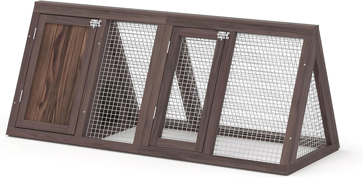 Wooden Chicken Coop Rabbit Hutch for 2 Hens, Carbonized Wood