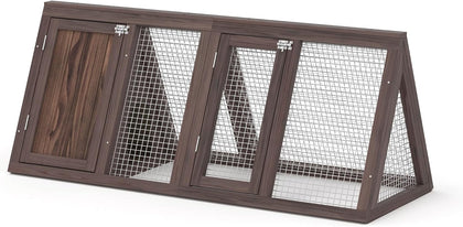 Wooden Chicken Coop Rabbit Hutch for 2 Hens, Carbonized Wood