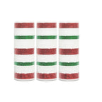 3 Rolls Snowball Red White Green Stripe Deco Mesh Ribbon for Wreath