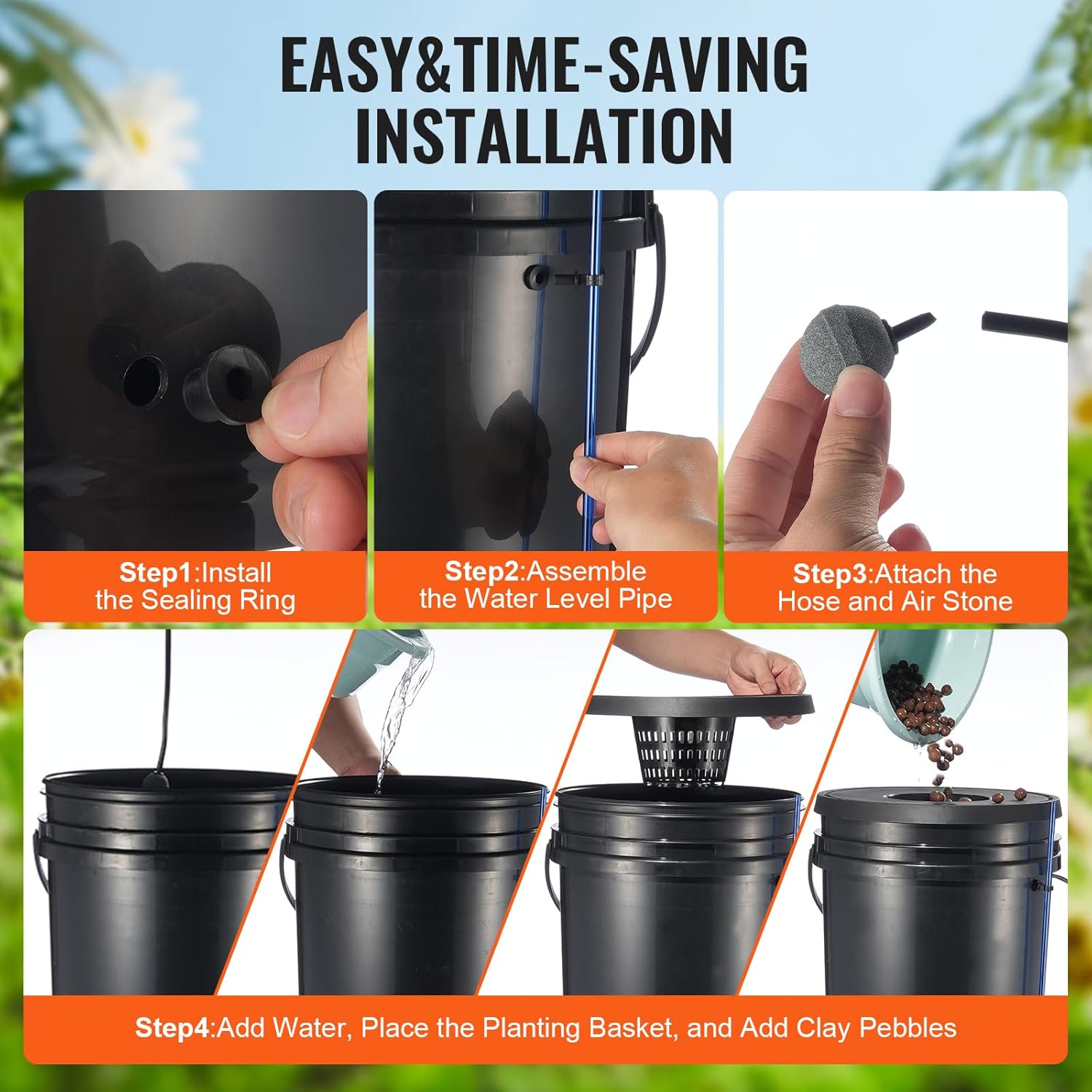 DWC Hydroponic System, 5 Gallon 8 Buckets, Deep Water Culture Growing Bucket, Hydroponics Grow Kit with Pump, Air