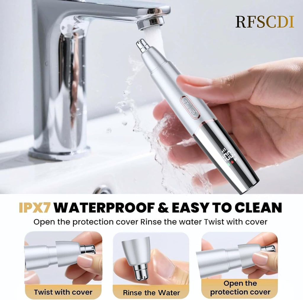 5-in-1 Rechargeable Nose & Ear Hair Trimmer - IPX7 Waterproof Dual Edge Grooming Kit for Men & Women, Perfect for