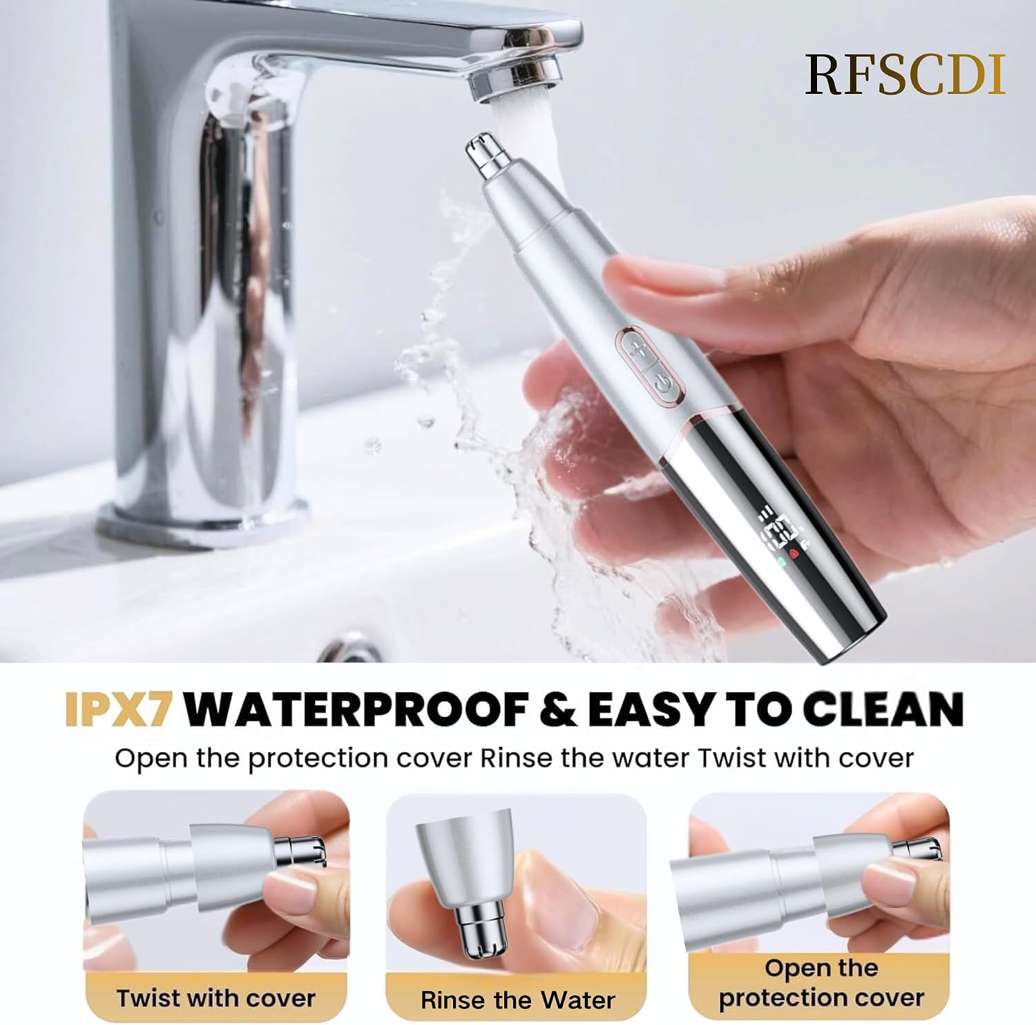 5-in-1 Rechargeable Nose & Ear Hair Trimmer - IPX7 Waterproof Dual Edge Grooming Kit for Men & Women, Perfect for