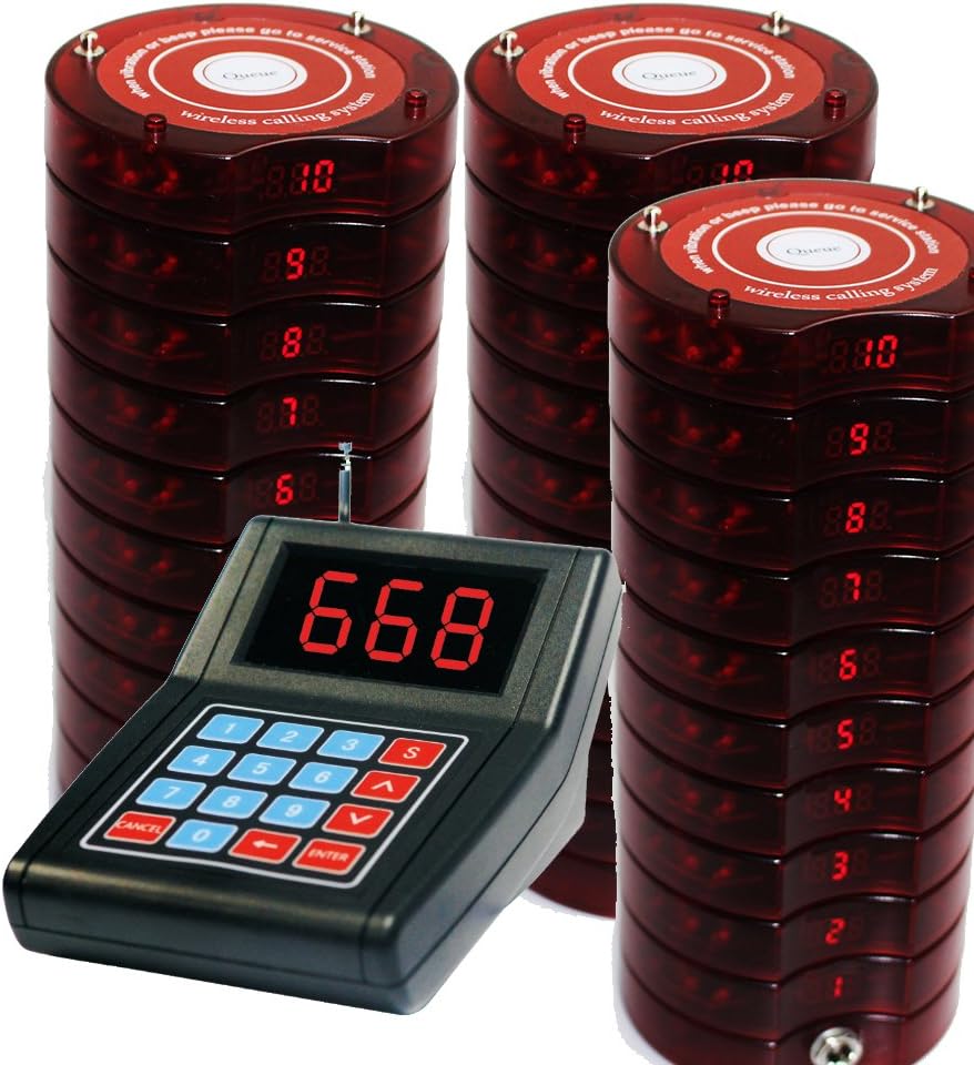 30 Coaster Pagers+1 Keypad Queue Call Pager Restaurant Wireless Calling System Waiter Wireless Guest Paging System