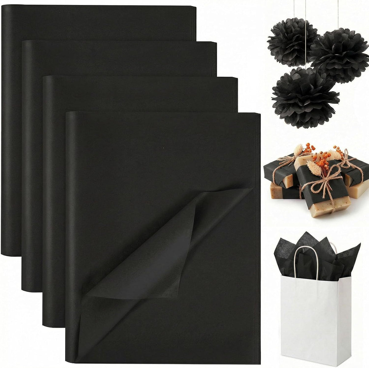 330 Sheets Black Tissue Paper, 14 X 10 inches