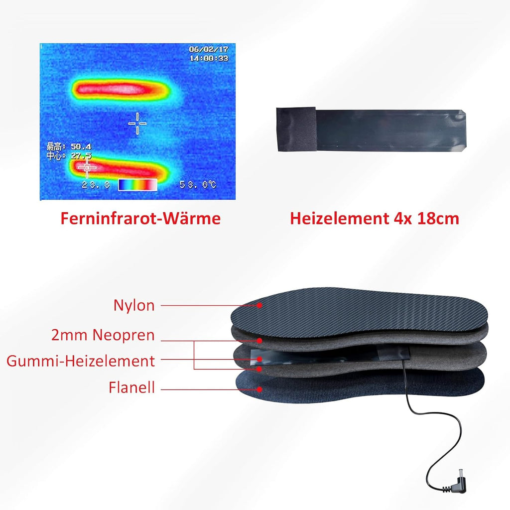 Electric Heated Insoles Foot Warmers Rechargeable Li-Ion Battery(4 Temperature Settings) Size 4.5-14, Far Infrared