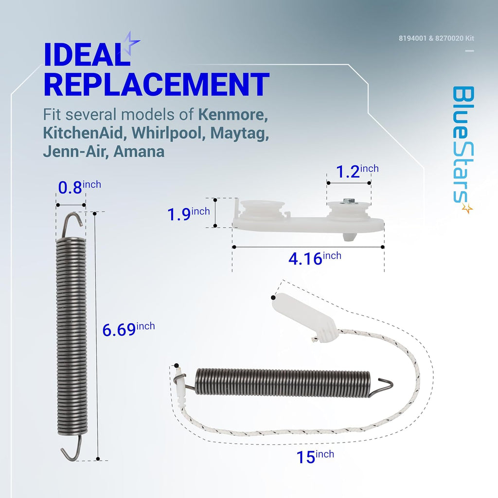 WP8270020 Dishwasher Door Spring Replacement for Whirlpool, Kenmore, KitchenAid, Maytag - Replaces 8194001VP, AP3775412, W10158291, PS972325, AH972325
