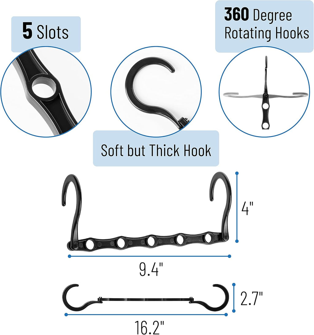 Space Saving Hangers, 8 pcs, 360° Rotating Hooks, Magic Cascading Hanger Organizer with 5 Enclosed Slots, Closet