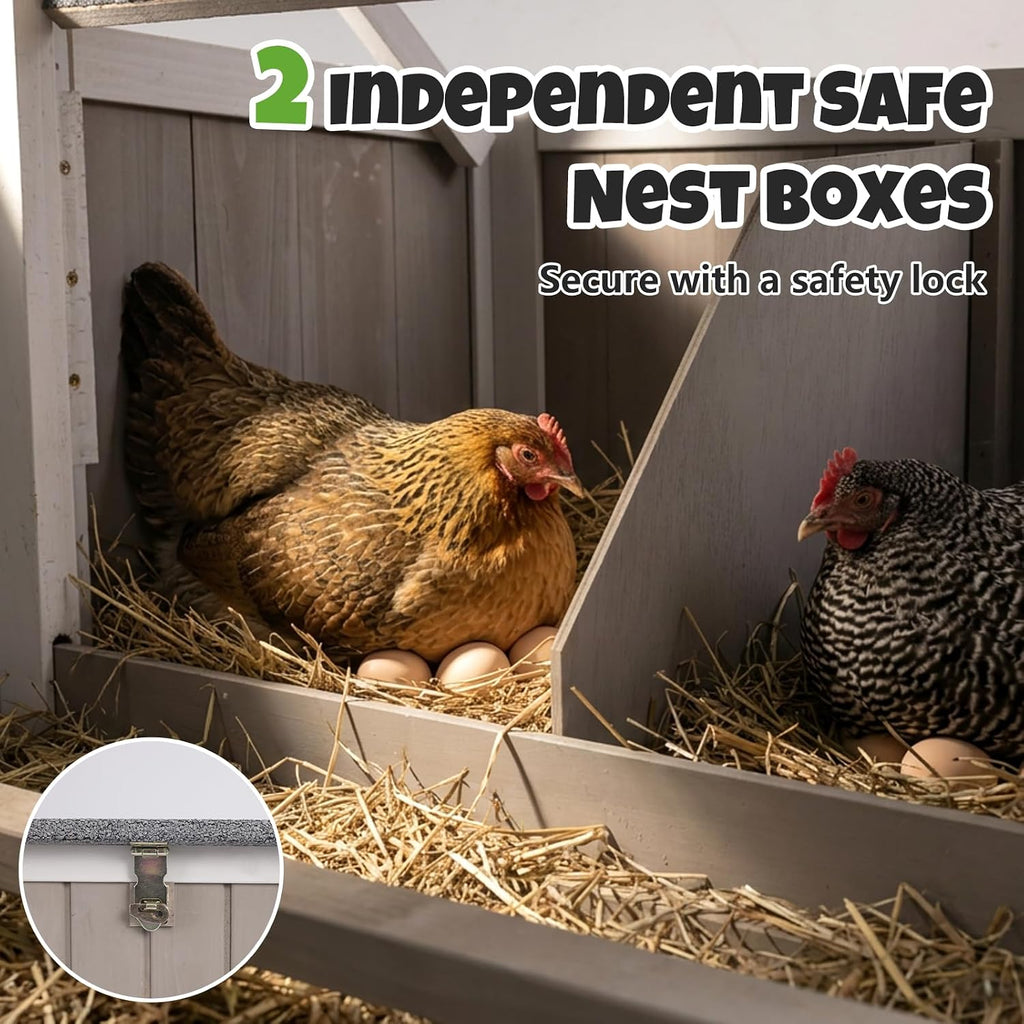 78" Mobile Chicken Coop with Wheels, Large Outdoor Hen House with Nesting Box, Run Ramp, and Pull-Out Tray for 2-4