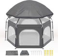 Baby Playpen with Canopy, Portable Outdoor & Indoor Baby Beach Tent for Babies and Toddlers, Foldable Play Yard with
