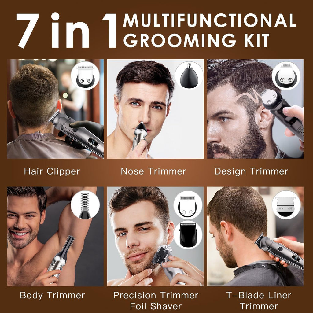 Beard Trimmer for Men, Waterproof Hair Trimmer Electric Razor, Cordless Hair Clippers Shavers for Men, Shaving Kit