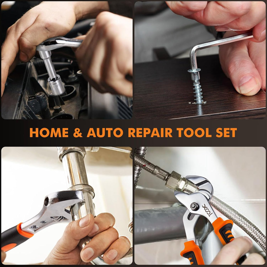 368 Piece Home Repair Tool Kit with Drawer Toolbox, Includes Hammer, Pliers, Screwdrivers, Wrench, Tape Measure &