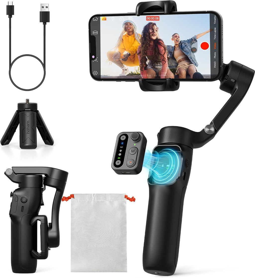 iSteady X3 SE 3-Axis Gimbal Stabilizer for iPhone & Android, Black | Detachable Remote, iSteady 8.0, Foldable 0.79lb