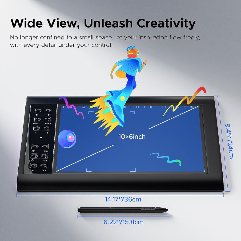 Graphic Drawing Tablet, Digital Sketch,Design for PC and Computer/Pad-12 Hot Keys, Compatible Windows/MAC/Android,the