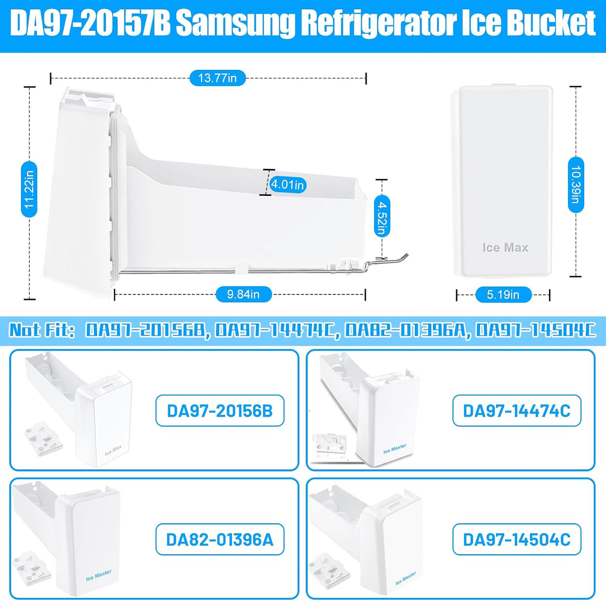 Upgraded DA97-20157B Ice Bucket DA97-20157A Tray Ice Assembly RF24R7201SR RF24R7201SG RF22R7351SR Ice Maker Compatible with Samsung Ice Maker Bucket Ice Containe Refrigerator Ice Tray Ice Bin Parts