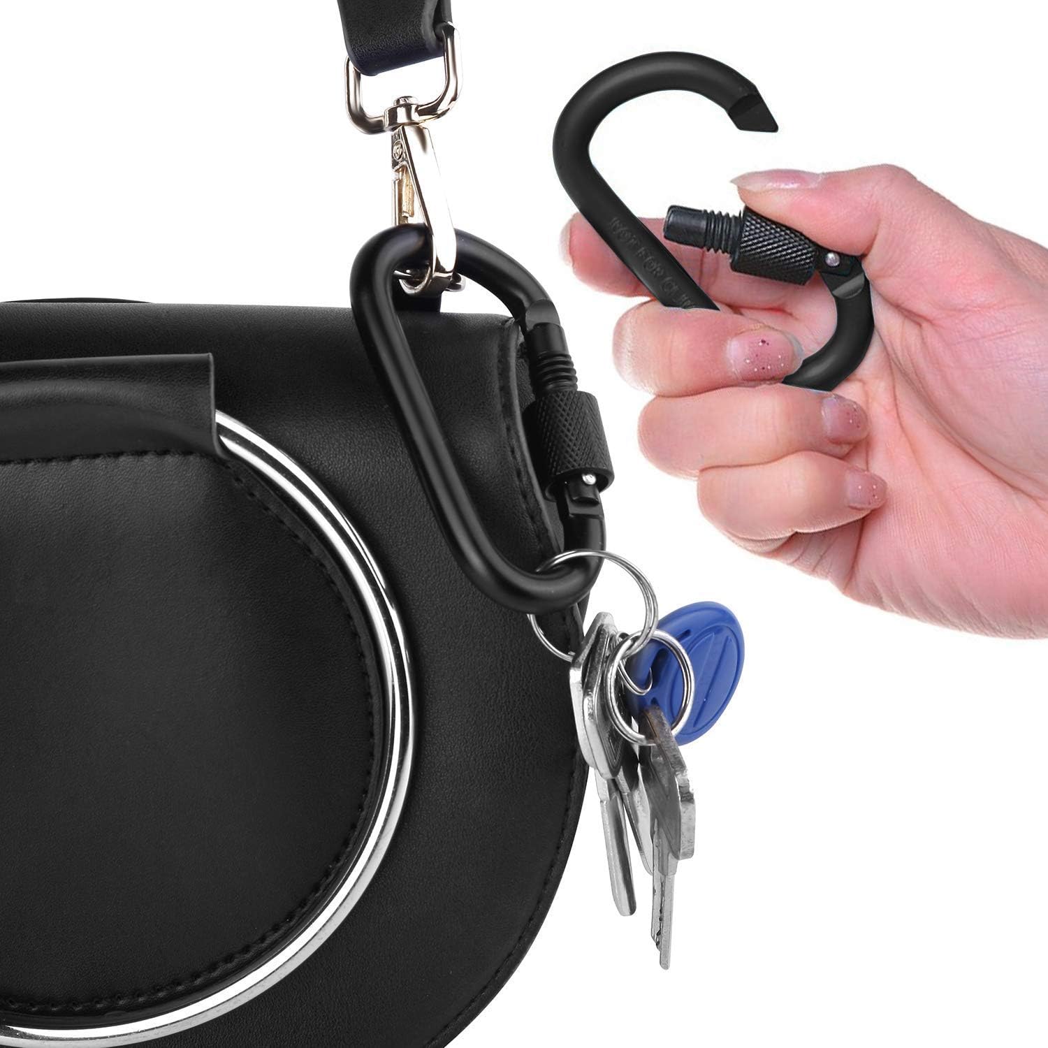 Locking Carabiner Clip, Vonpri 3 Inch D Ring Clips Spring Snap Key Chain Hook Screw Gate Aluminum Carabiners for