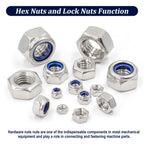 360Pcs Metric Hex Nut & Lock Nuts Assortment Kit (M3-M12) Hardware Nut