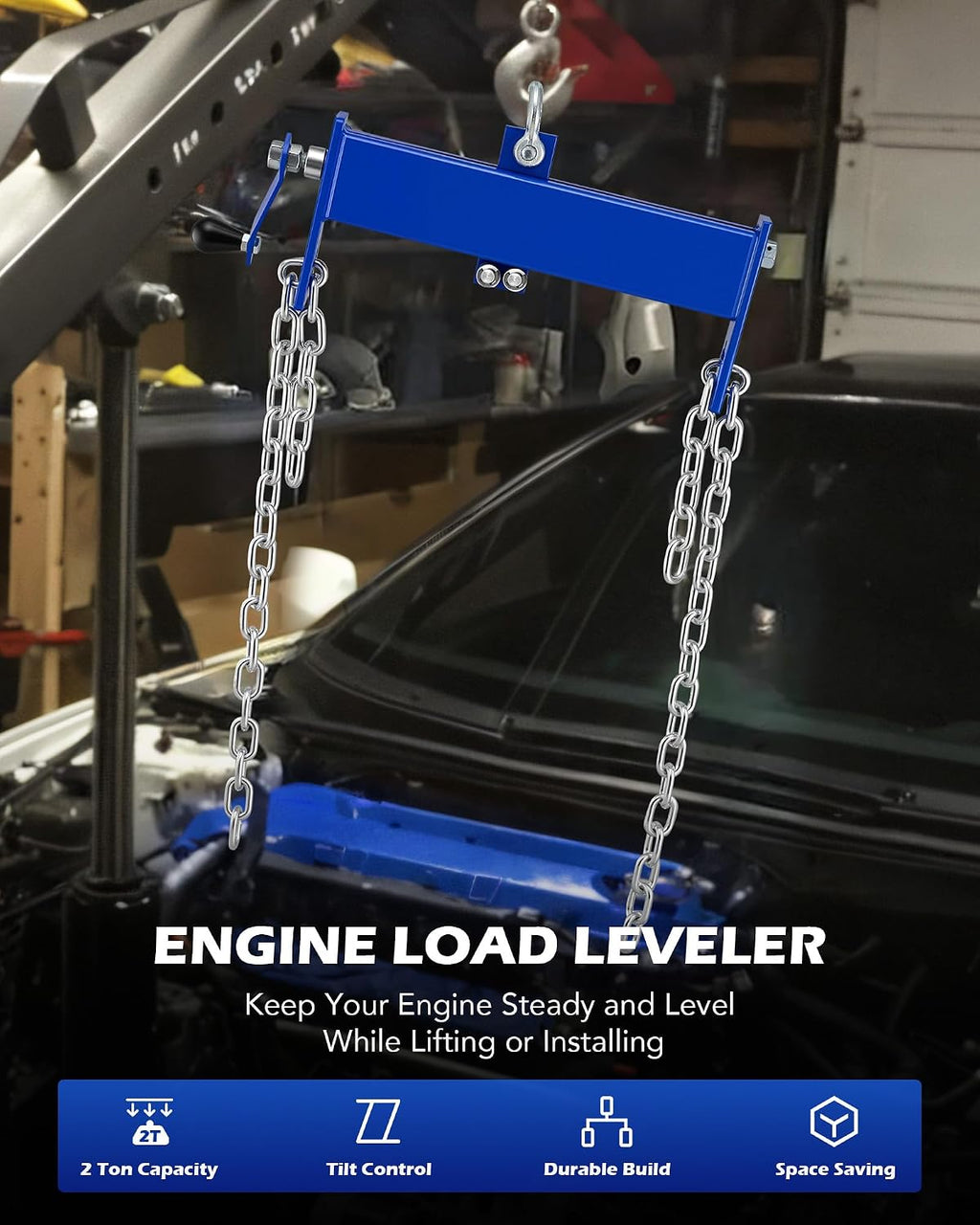 OMT Engine Load Leveler, 2 Ton 4000 lb Capacity Heavy Duty Shop Crane Hoist