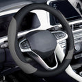 Car Steering Wheel Cover, Nappa Leather Black & Gray Steering Wheel Covers, Universal 14-15 inch, Anti-Slip