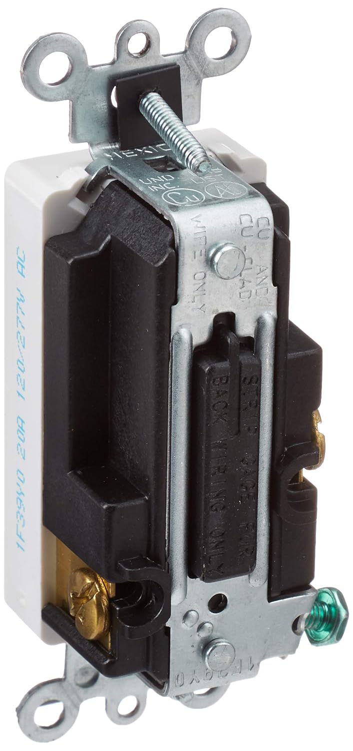 Leviton 20 Amp, 120/277 Volt Decora Plus Rocker Single-Pole AC Quiet Switch, 5621-2W, White