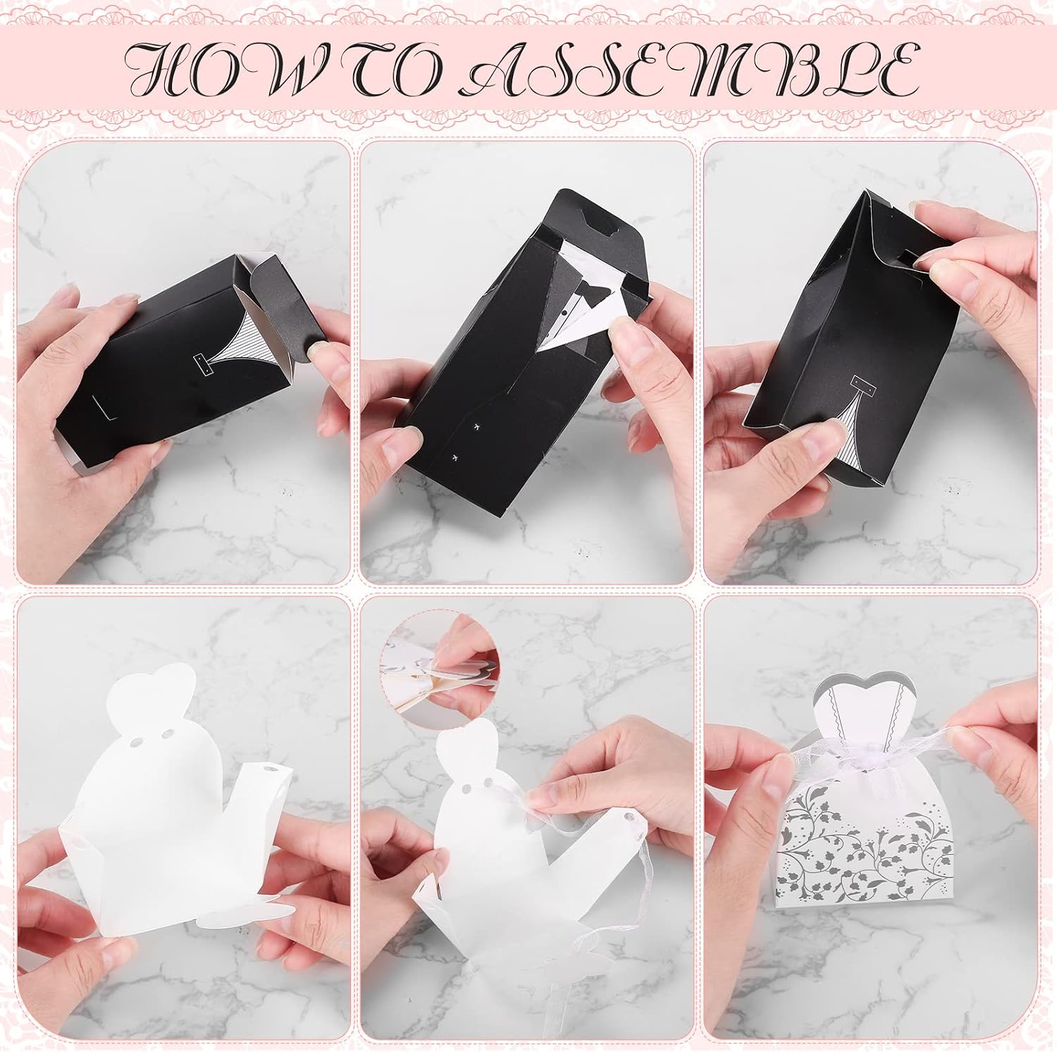100 Pcs Wedding Party Favor Boxes for Guests, Dress Tuxedo, Stylish