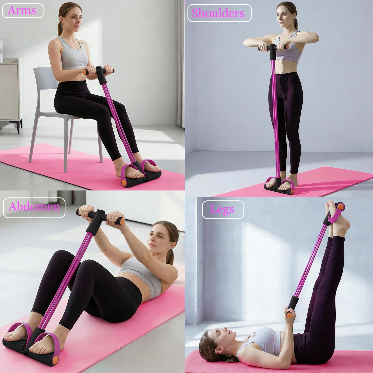 Pedal Resistance Bands with Handles, Multifunction Tension Rope for Arm, Leg, Waist and Shoulder Training