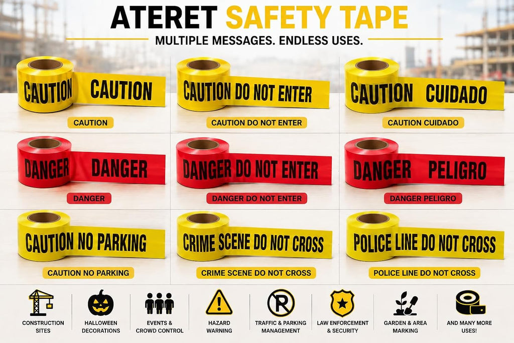 Premium Yellow Caution Tape I 3 inch x 1000 feet I Harzard Tape w/Bright Yellow & Bold Black Text I 3" Wide for